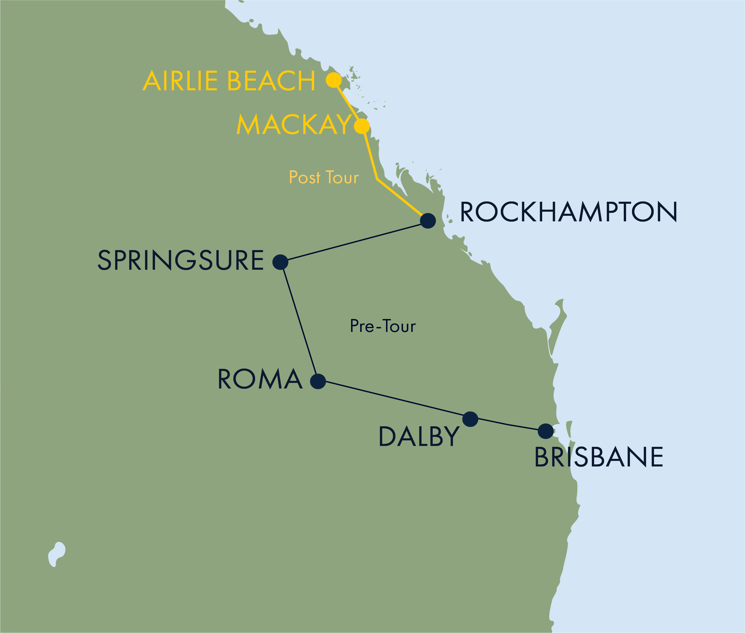 Map of Beef 2024 Pre & Post Tours Quadrant Australia
