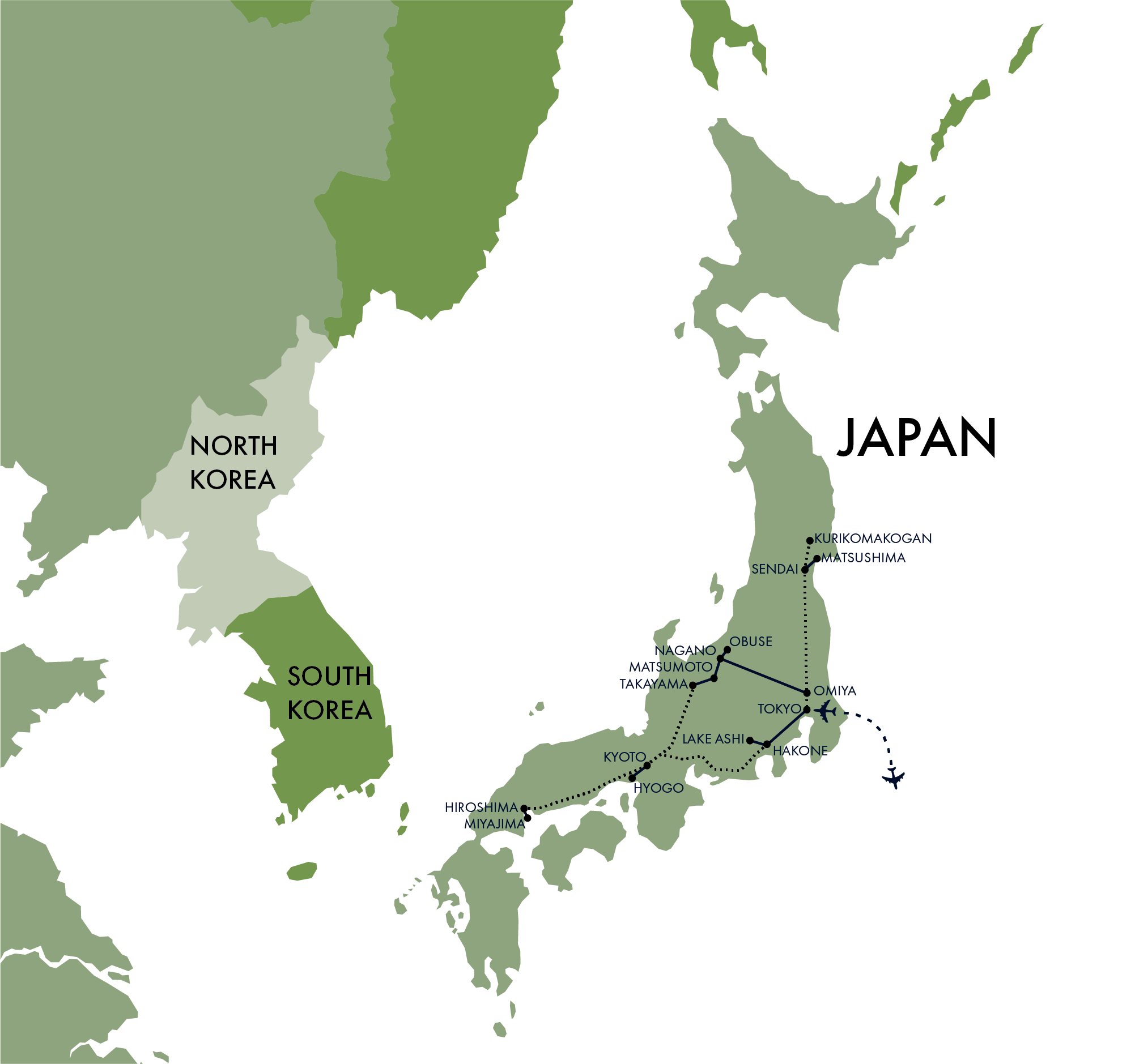 Quadrant Australia farmers tour to Japan - Map