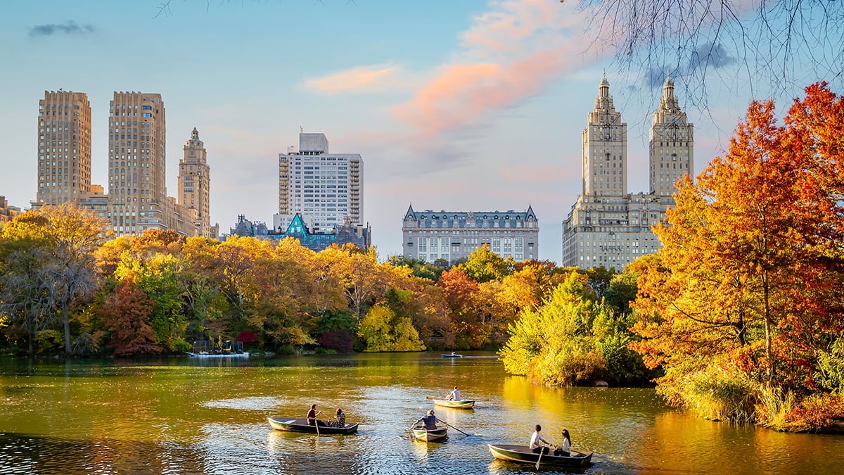 Central Park in autumn  in midtown Manhattan New York City USA
