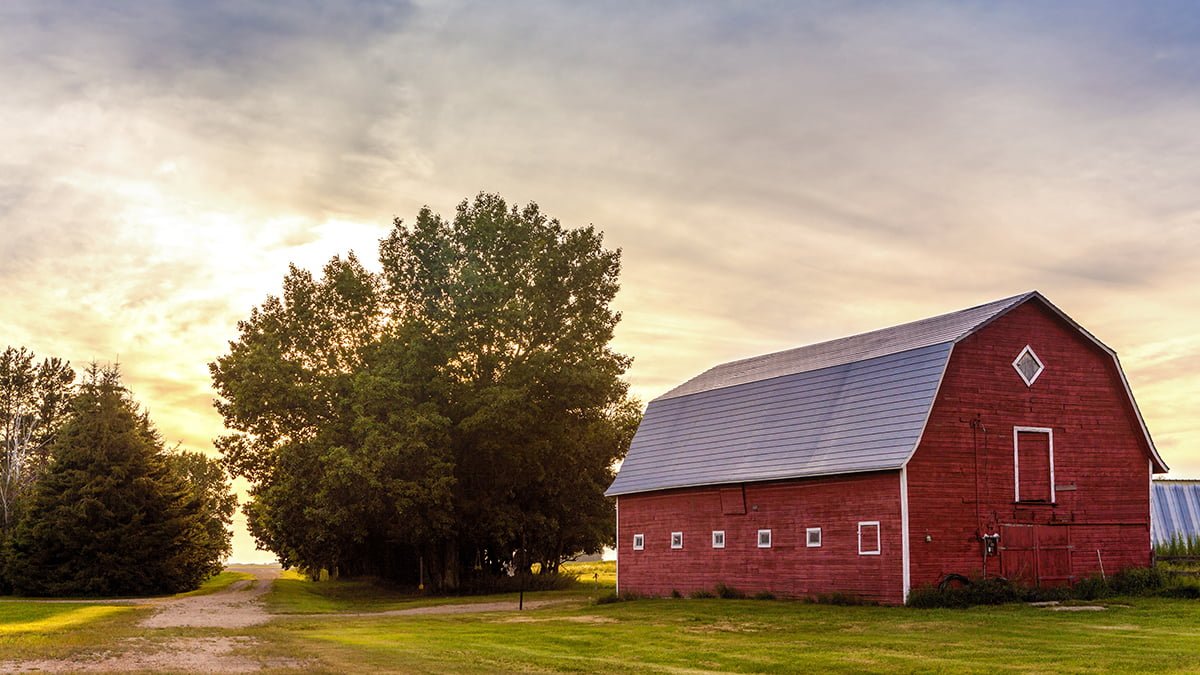 Red Barn at Sunset