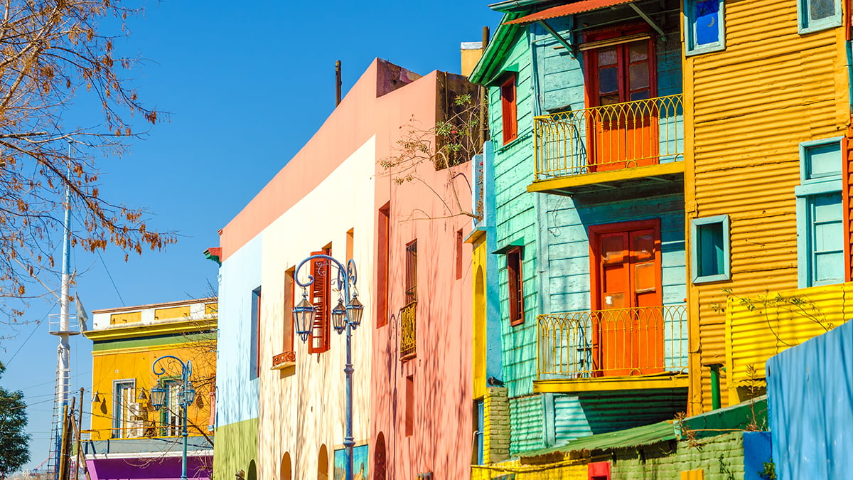 Bright colors of Caminito street in La Boca neighborhood of Buenos Aires, Argentina